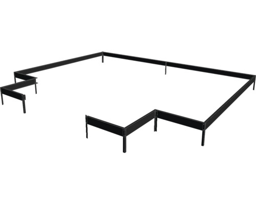 Fundament Halls Icon 6 8,6 m² 319,4 x 321,7 x 12 cm schwarz Hochbeet aus Metall mit variabler Form