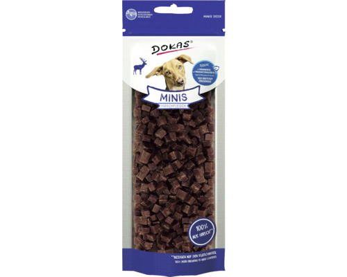 Dokas Minis Hirschfleisch Hundesnack in wiederverschließbarer Verpackung