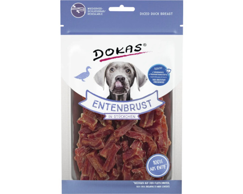 Hundesnack DOKAS Entenbrust in Stückchen70 g DOKAS Entenbrust in Stücken, wiederverschließbare Verpackung