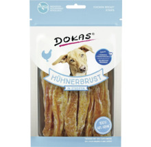 Dokas Hühnerbrust Streifen für Hunde in wiederverschließbarer Verpackung