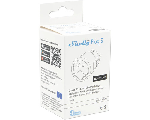 Shelly Plug S Smart Wi-Fi und Bluetooth Stecker Verpackung