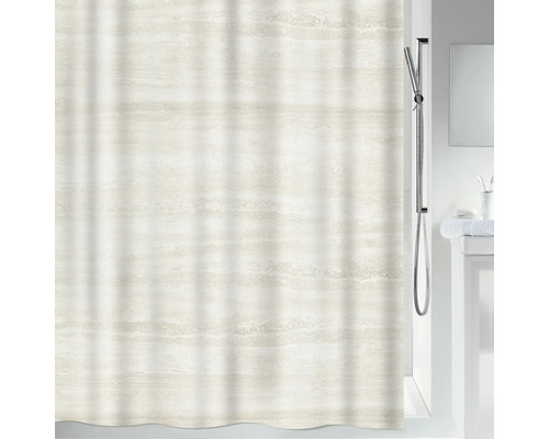 Duschvorhang mit Travertinmuster im Badezimmer