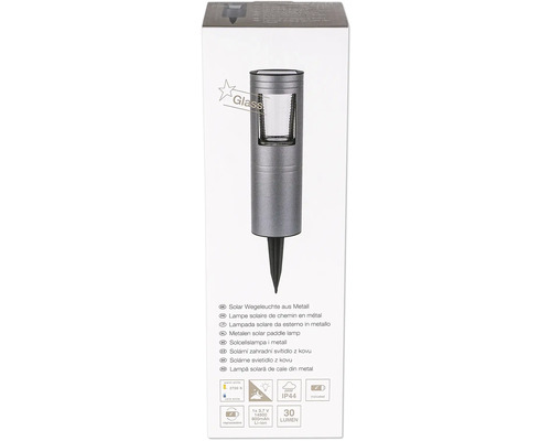 Solarleuchte aus Metall für den Gartenweg