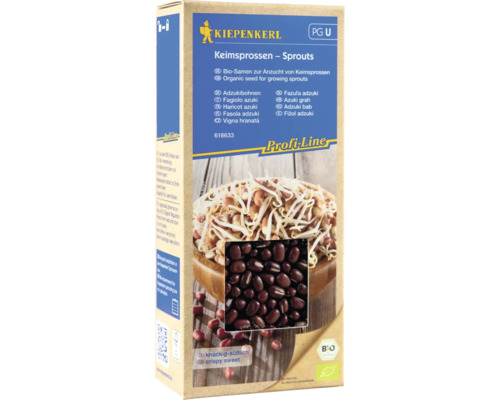 Kiepenkerl Keimsprossen Sprossenpackung mit Adzukibohnen und der Aufschrift knackig-süßlich