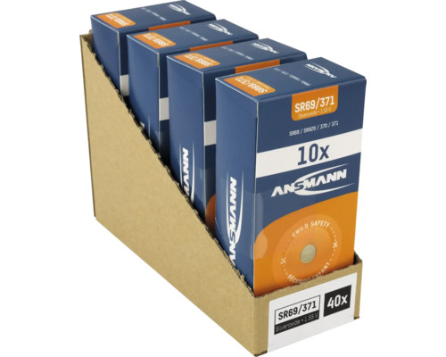 Ansicht einer Verpackung mit 40 Stück Ansmann Knopfzellen SR69/371