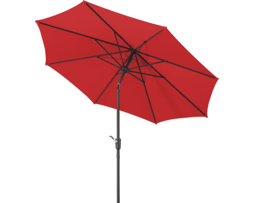 Roter Sonnenschirm mit Stahlmast
