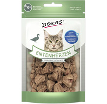 DOKAS Katzenleckerli Entenherzen gefriergetrocknet in wiederverschließbarer Verpackung