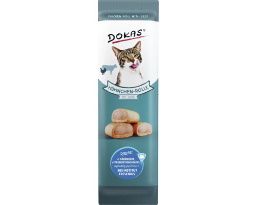 DOKAS Hühnchenrolle mit Rind Katzenfutter Packung