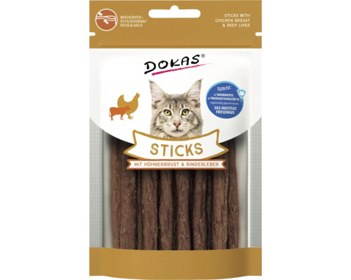 DOKAS Sticks mit Hühnerbrust und Rinderleber, wiederverschließbare Verpackung