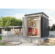 Gartenschuppen mit Werkbank und Werkzeugen