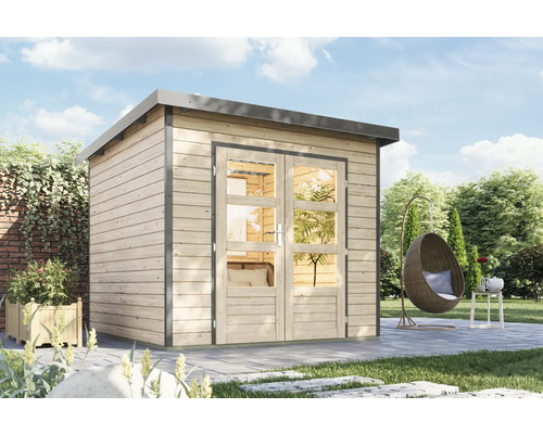 Gartenhaus aus Holz mit Doppeltür und Fenstern