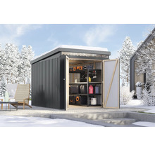 Gartenschrank mit Regalen im Wintergarten