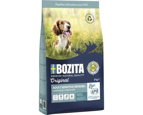 Bozita Original Adult Sensitive Trockenfutter mit Lamm und Reis in 3 Kilogramm Verpackung