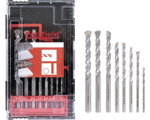 Steinbohrer Set Pattfield 8 tlg., Rundschaft Pattfield Steinbohrer Set mit verschiedenen Größen in transparenter Verpackung
