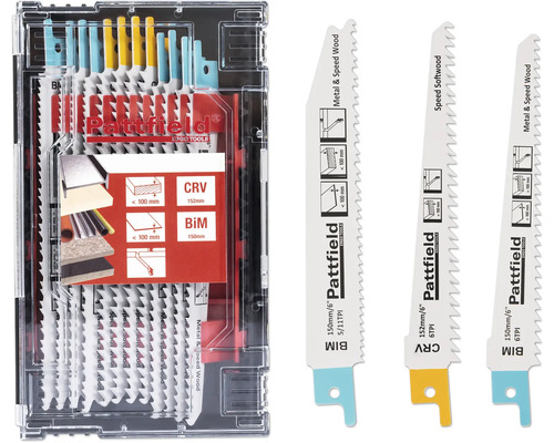 Säbelsägeblatt-Set Pattfield 12 tlg., T-Schaft für Holz und Metall Pattfield Stichsägeblätter Set für Holz und Metall, verschiedene Ausführungen