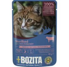 Bozita Katzenfutter Sterilised mit Rind, Stückchen in Gelee, 85 Gramm