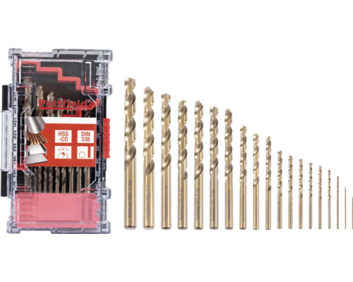 HSS Metallbohrer-Set Pattfield 19 tlg., runder Schaft Pattfield HSS-CO Metallbohrer Set mit 25 Teilen im Koffer