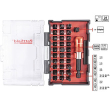 Pattfield Bitset mit Schraubendreher und verschiedenen Bits in einem transparenten Aufbewahrungskoffer