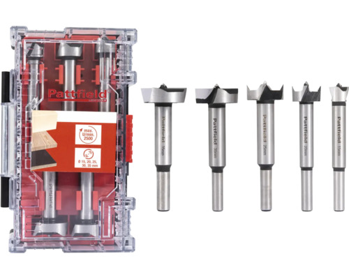 Forstnerbohrer Set Pattfield 5 tlg. Pattfield Forstnerbohrer Set mit verschiedenen Größen in Aufbewahrungsbox