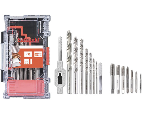 Pattfield Gewindebohrer und Schneideisen Set mit HSS-Bohrern im Koffer