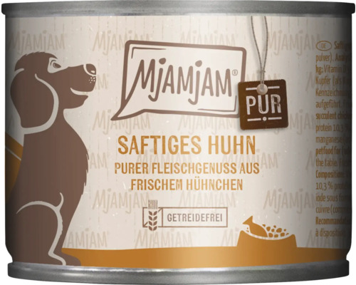 Mjamjam Nassfutter Saftiges Huhn für Hunde, getreidefrei