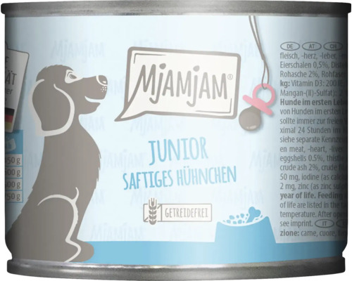 Mjamjam Junior Saftiges Hühnchen Hundenassfutter in Konservendose