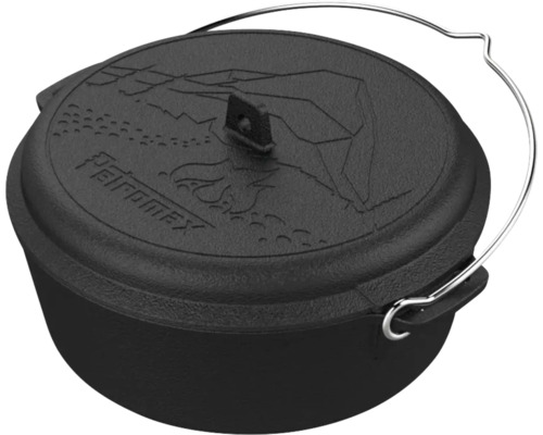 Schwarzer Petromax Dutch Oven mit Deckel und Henkel