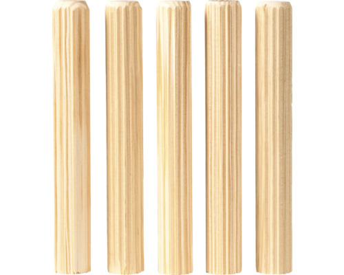 Fünf Dübel aus Holz