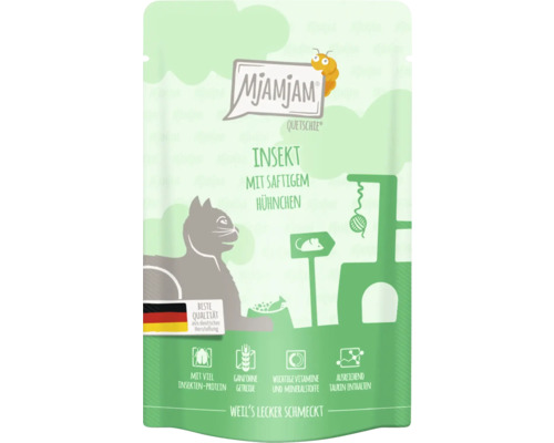 Mjamjam Quetschie Katzenfutter mit Insekt und saftigem Hühnchen