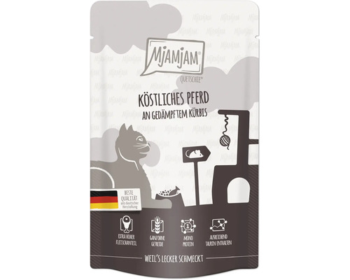 Mjamjam Quetschie Katzenfutter Pferd mit Kürbis