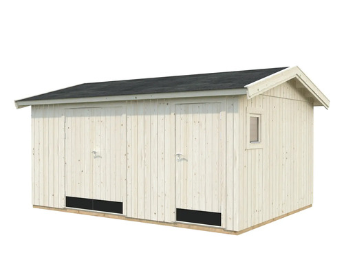 Holzgartenhaus mit Doppeltüren und einem Fenster