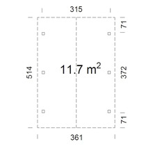 Grundriss mit Abmessungen und einer Fläche von 11.7 Quadratmetern