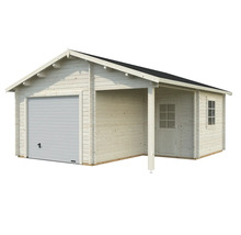 Holzgarage mit Rolltor und Seitentür