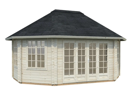 Gartenhaus aus Holz mit Fenstern und Türen