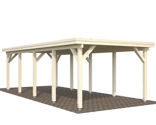 Holzcarport mit Pfosten und Dach