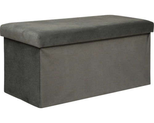 Sitzhocker Samt schwarz 76x31x31 cm Graue Truhenbank mit Stauraum