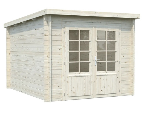 Holzgartenhaus mit Doppeltür und Fenstern