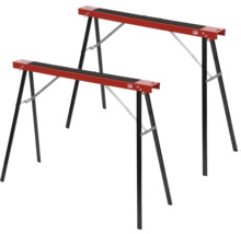 Zwei rot-schwarze Arbeitsböcke aus Metall