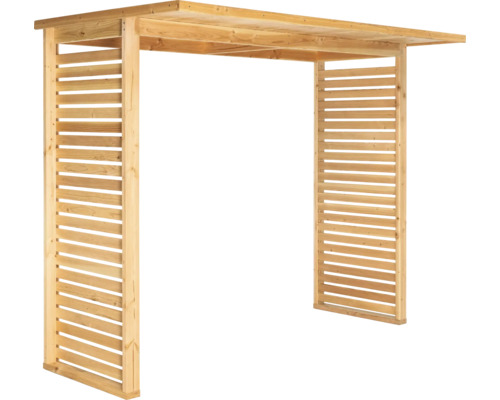 Grillüberdachung Basic 267 x 132 cm natur Holzpergola mit Lamellenwänden für den Garten