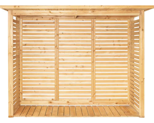 Holzunterstand mit Lamellenwänden für den Aussenbereich