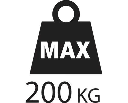 Symbol für maximale Belastbarkeit von 200 Kilogramm