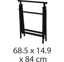 Abmessungen eines Werkbockes 68,5 x 14,9 x 84 Zentimeter