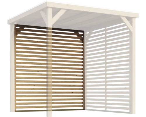 Holzzaun als Sichtschutz für den Gartenpavillon