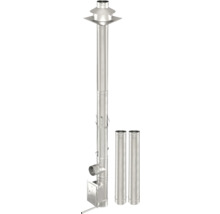 Edelstahlschornstein mit Reinigungsöffnung und zwei Verlängerungselementen