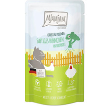 Mjamjam Quetschie Katzennahrung mit Huhn und Brokkoli