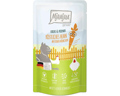 Mjamjam Quetschie Katzenfutter Hühnchen mit Karotten
