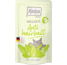 Mjamjam Quetschie Wellness Anti-hairball Katzenfutter mit Huhn