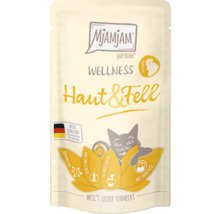Mjamjam Quetschie Wellness Haut und Fell Katzenfutter Verpackung