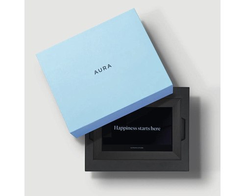 Aura digitaler Bilderrahmen mit Verpackung