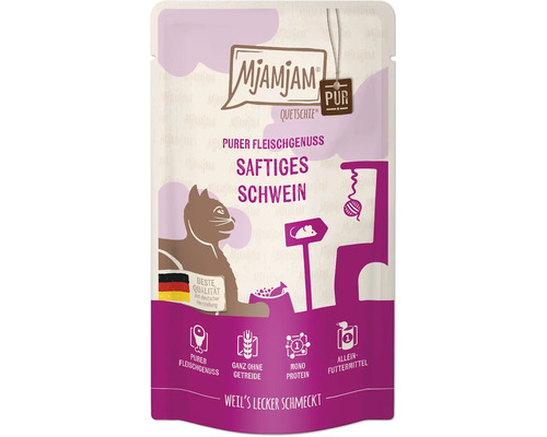 Mjamjam Quetschie Katzenfutter Saftiges Schwein